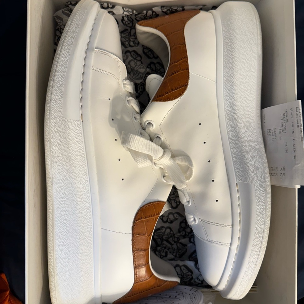 White and Brown Sneakers
